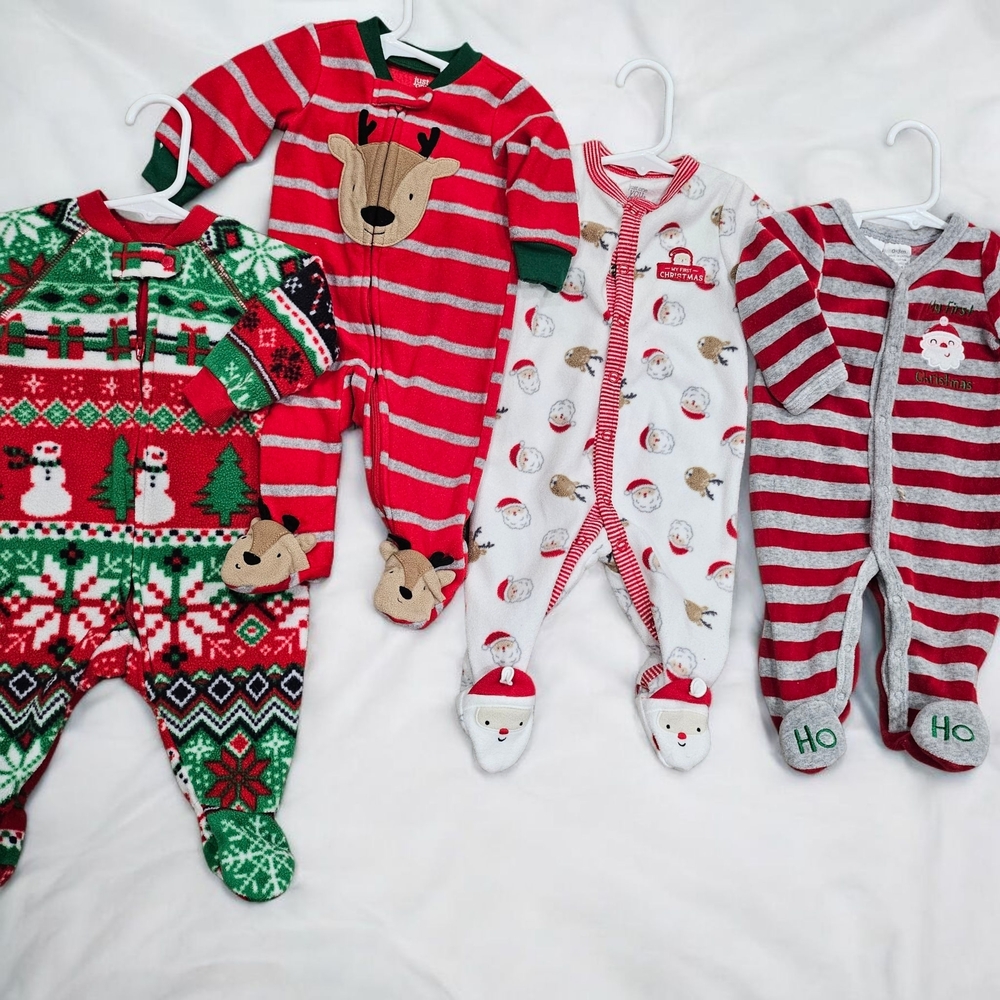 Baby Boy 0-3 Month Fleece‎ Christmas Pajamas